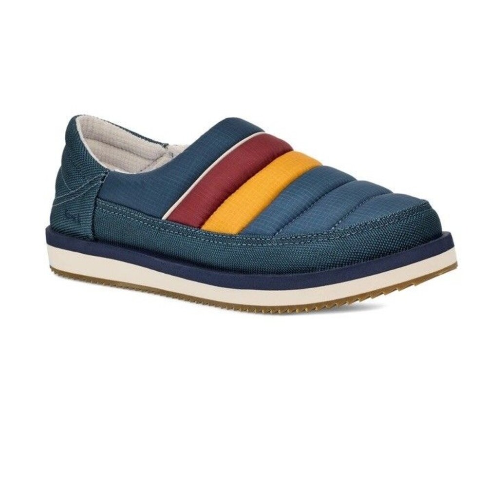 Sanuk Slippers Womens 8 Men’s 7 Shoes Navy Puffy Chiller Low SL Slip Ons Camp